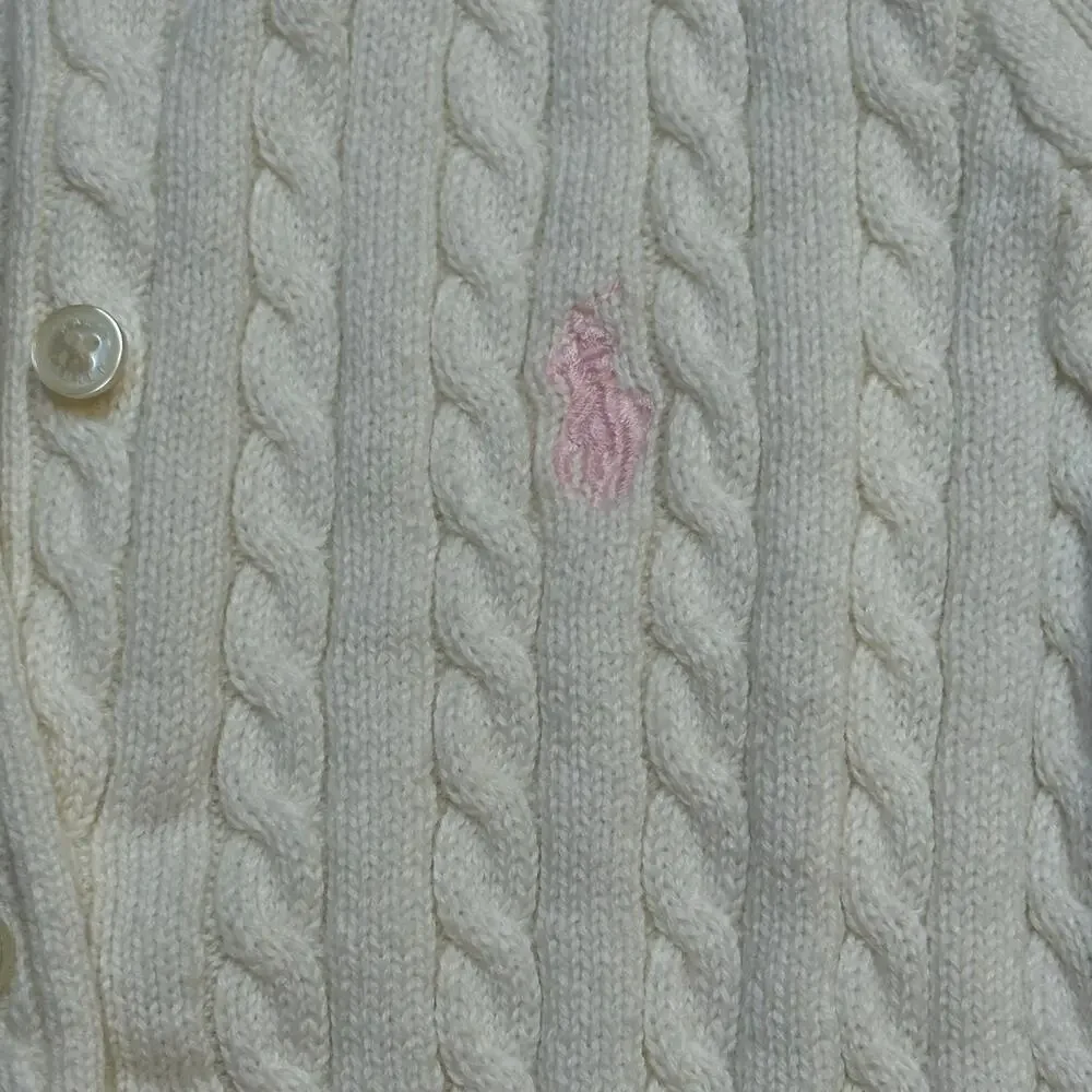 Ralph Lauren Cable Knit Cardigan sz 18 M Cream Sweater